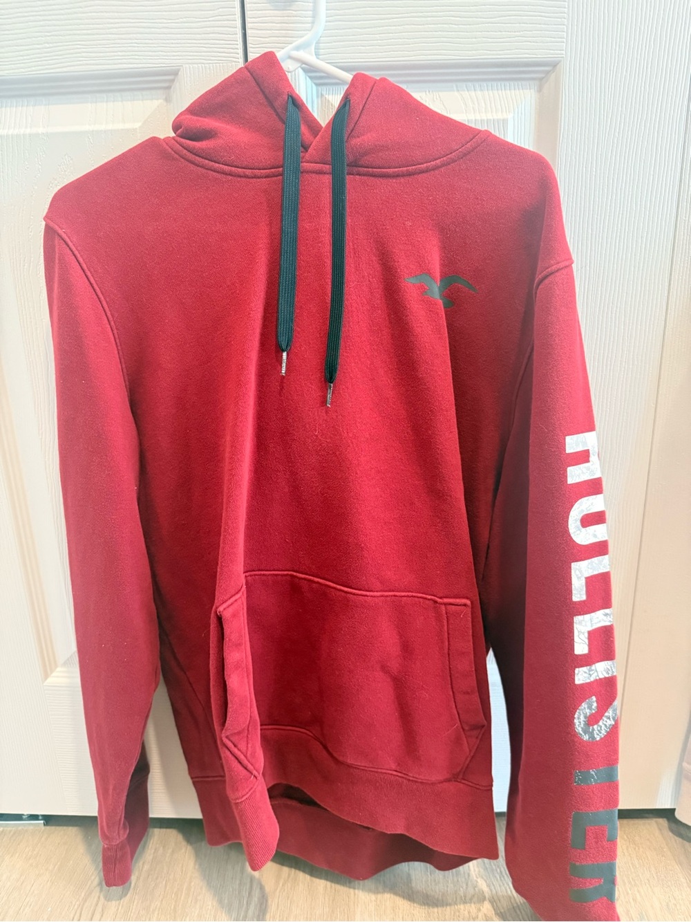 Hollister Men’s Hoodie Graphic Snowy Mountain/Tree Maroon